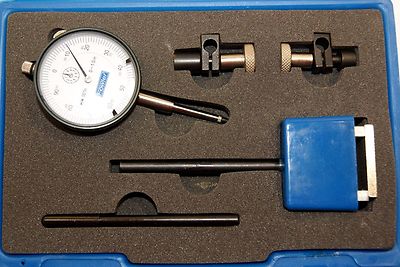 Fowler 52-520-707-0 Long Range Indicator Test Set – Magnetic Base With Fine Adjustment, 1" Range Dial Indicator, 0.001" Graduations, Includes Case