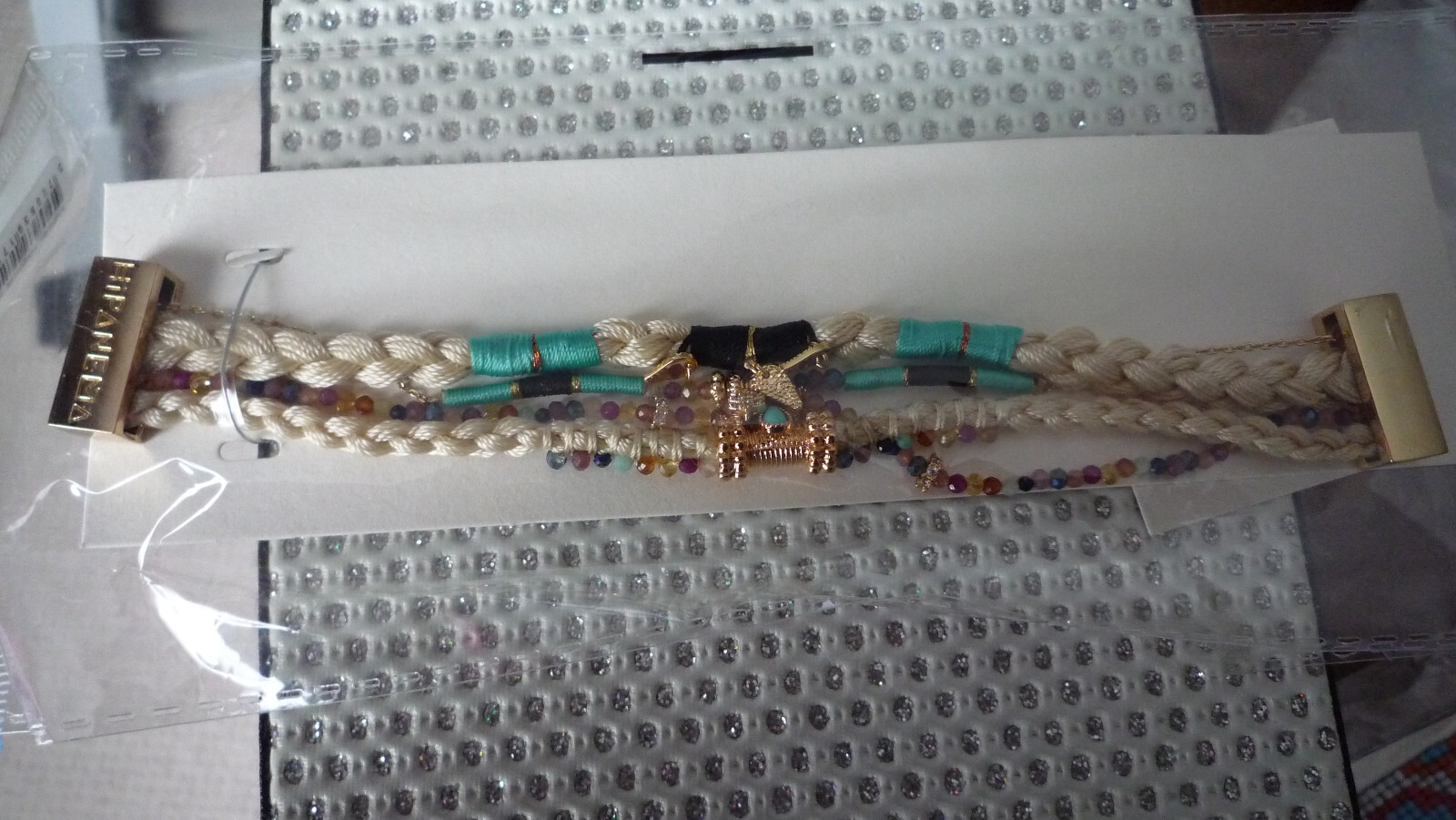 Bracelet Hipanema Bosphore turquoise et doré taille L