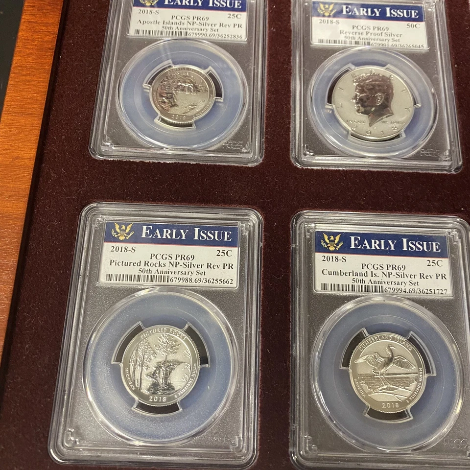 PCS The Silver Reverse Proof 50th Anniversary Set W/ Glass Display Case 10 Coins - Image 4 of 4