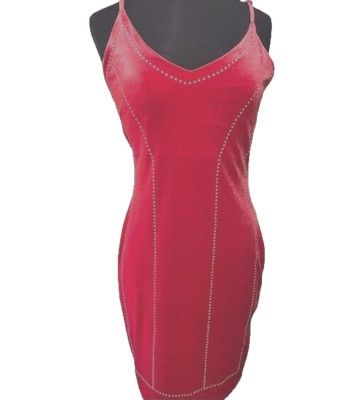 EMMA & POSH solid Red Slip dress M velour v-neck  spaghetti strap NWT