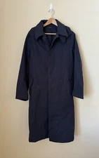 Drake’s London Ventile City Raincoat Hooded Belted Navy Blue 36