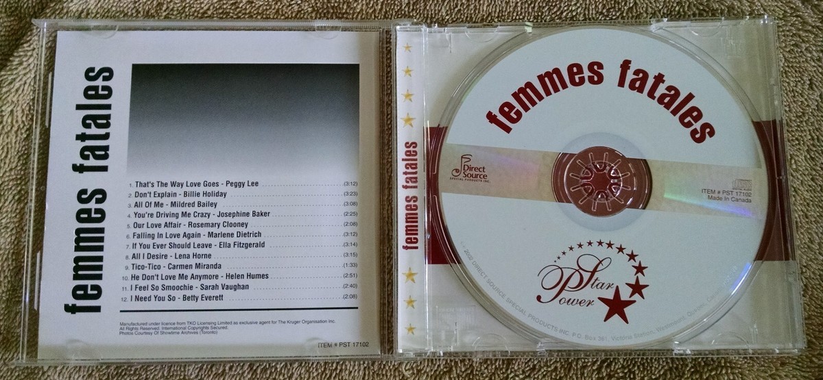Femme Fatales CD VG++ Sarah Vaughan Billie Holiday Lena Horne
