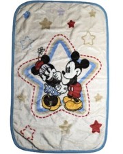 Disney Baby Mickey  Minnie Mouse Blanket Heart Blue Soft Plush Lovey 28x44  