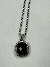 David Yurman DIAMOND ALBION Black Onyx Sterling Silver Pendant and 16"/18" Chain