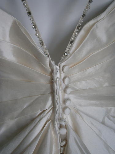 Jasmine Haute Couture Wedding Dress 14 Ivory Silk Satin Beaded Straps Ruched V - Picture 15 of 21