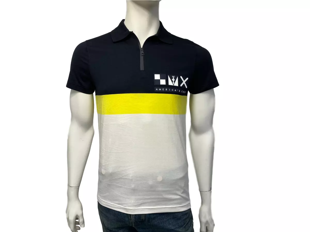 Louis Vuitton Men's Black White Yellow Cotton America's Cup Polo T -Shirt size XS