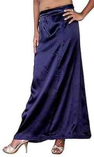 Women Stain Silk Petticoat Saree Underskirt Free Size Silk Petticoat Navy Blue