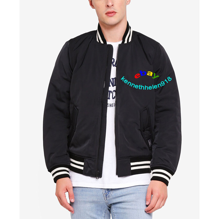 ABERCROMBIE & FITCH VARSITY BOMBER JACKET COAT NAVY BLUE