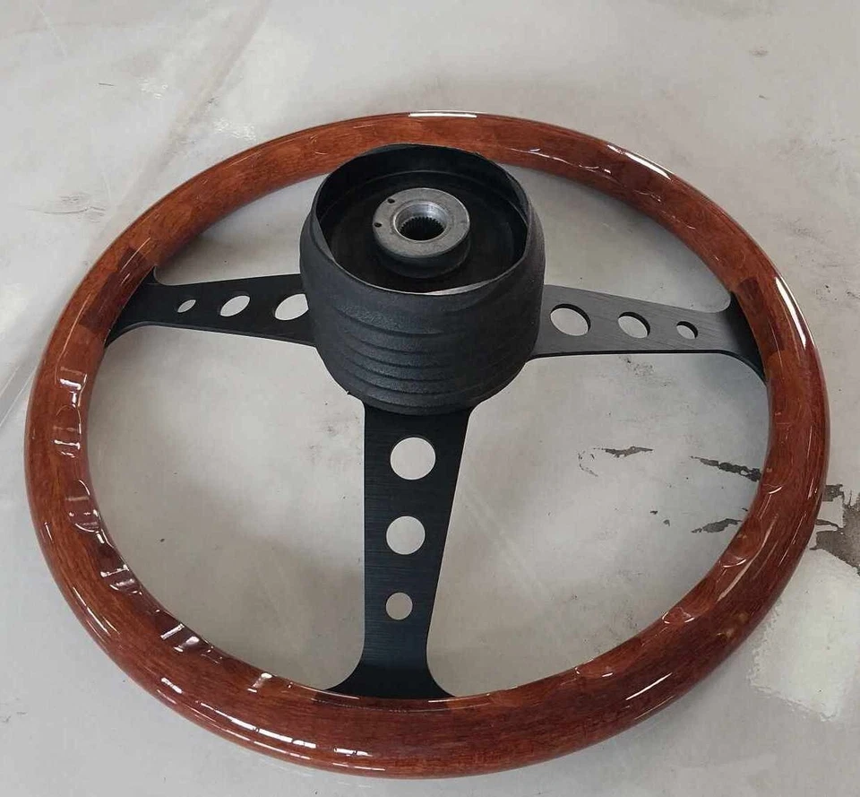 Steering Wheel fits For BMW Wood E3 E9 E12 E21 E23 E24 E28 Golden Wooden 14" — 第 3/4 张图片