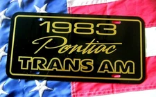 1983 Pontiac Trans Am License plate car tag black & gold smokey & the bandit 83