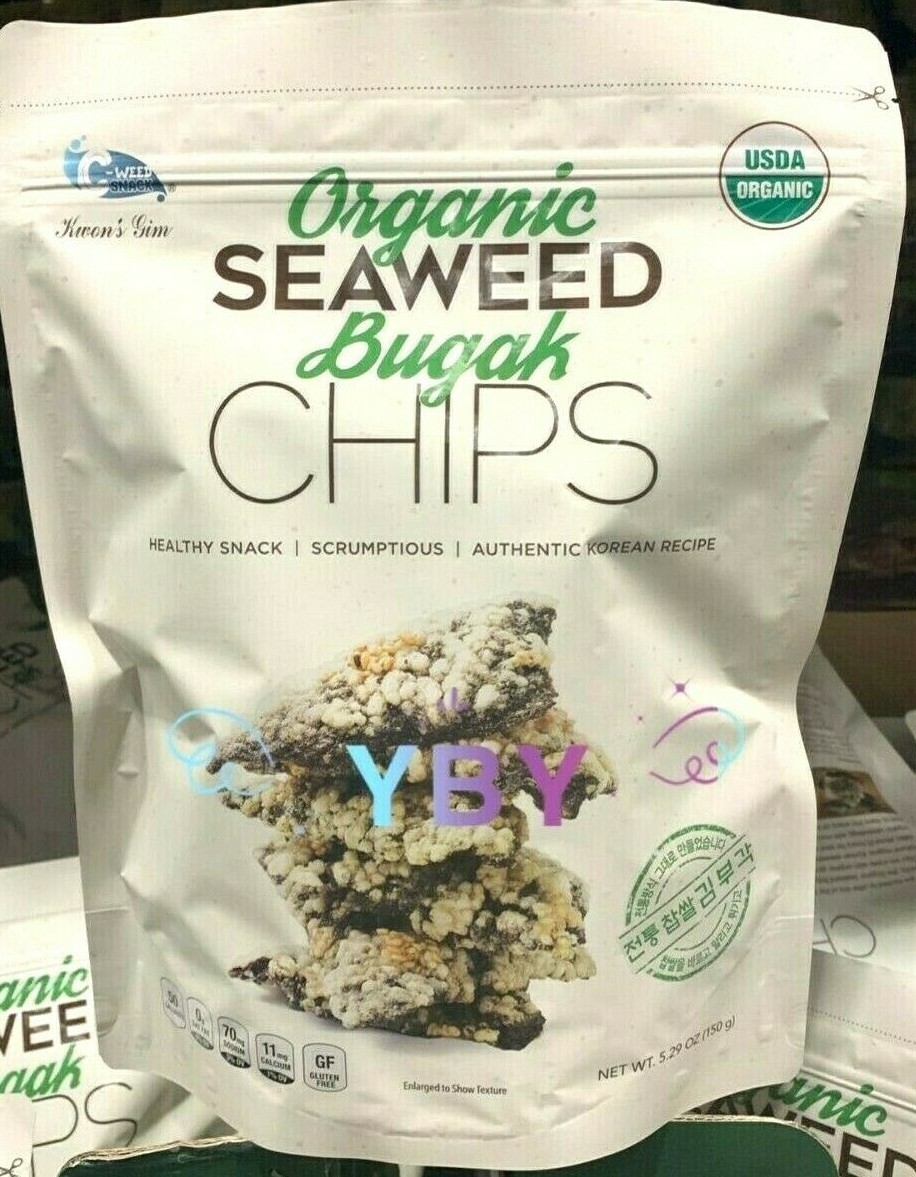 2 Packs CWeed Snack Organic Seaweed Bugak Chip 5.29 oz Each Pack, Exp