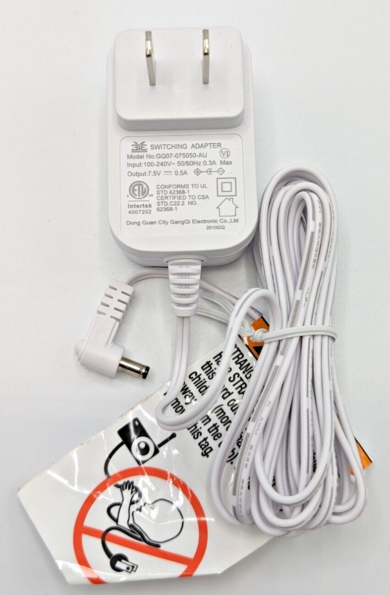 Adattatore Alimentazione AC Per Telecamere E Monitor Axvue - Bianco, 7.5V, Cavo Da 3 Piedi