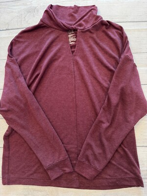 Time & Tru Sweater Womens Medium Brugundy Mock Neck Key Pullover