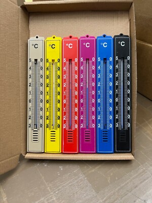 Set Thermometer, Innen, Außen, analog, 6 Farben, Rainbow