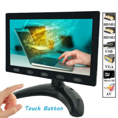 Double HDMI 7'' LCD CCTV HD Monitor PC Scree VGA AV/RCA USB for Raspberry Pi 3+