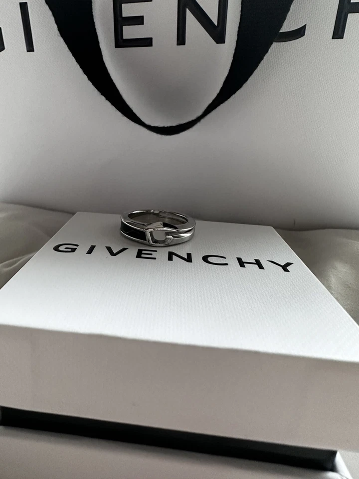 Кожаное/серебристое мужское кольцо Givenchy - Изображение 2 из 4