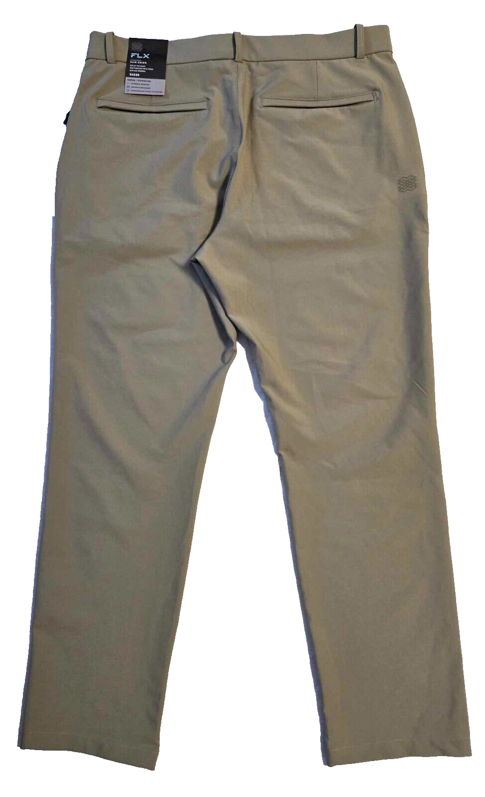flx pants mens 34x30 khaki slim fit chino steadfast golf polyester
