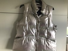 Sem Per Lei Silver Quilted Gilet Size Eu 42 Minor Defects Inside Collar