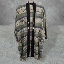 ARLDON VINTAGE KIMONO ROBE HAND PRINTED RAYON MADE IN JAPAN SHOGI TILES