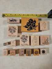 Lot of 15 Garden Flower Plants Bouquet Wood Mounted Rubber Stamps New/used