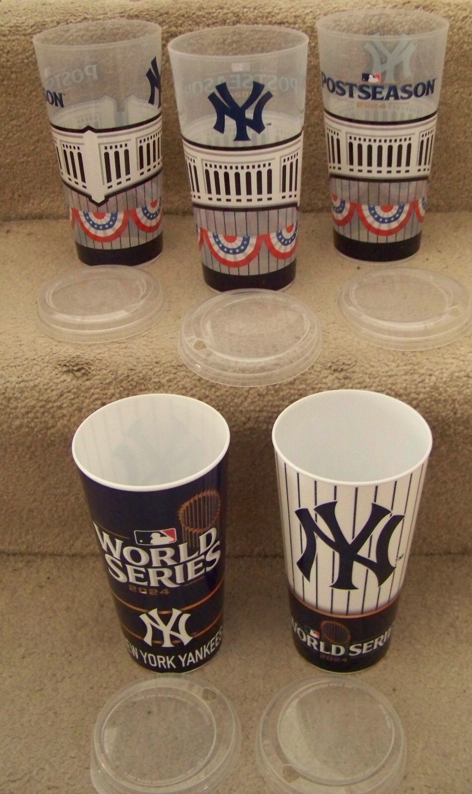 5 - 2024 Postseason (3) & World Series (2) plastic cups MLB FREE SHIPPING