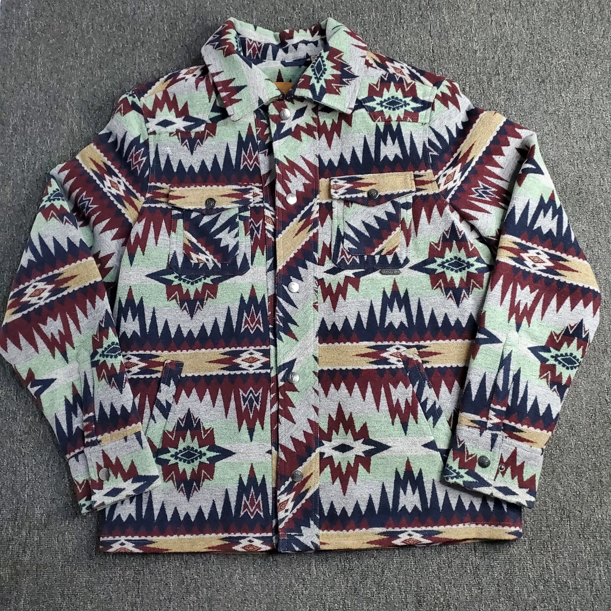 Powder River Mens Aztec Commander Jacket Coat Wool Blend Lined Sz