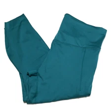 All In Motion Womans 3X Turquoise Green Flex Rib Cropped Legging Side Zip Pocket
