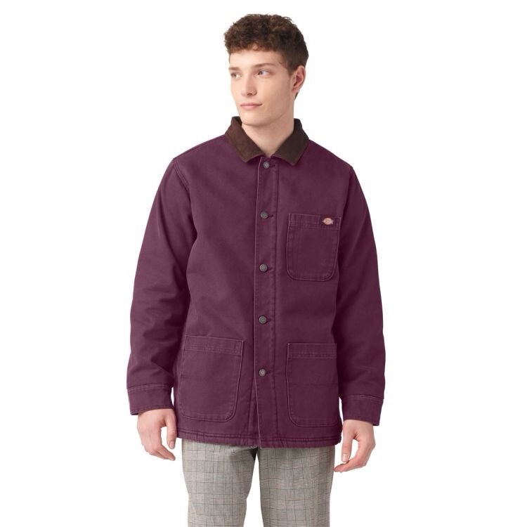Dickies Stonewashed Duck Lined Chore Coat in Stonewashed Grape