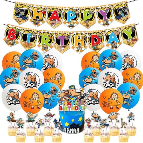 Dog Man Ands Cats Theme Birthday Party Banners Balloons Cake Decoration Supplies - Picture 2 of 10