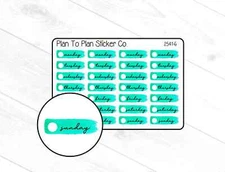 2541-6~~Turquoise Watercolor Date Cover  Planner Stickers.
