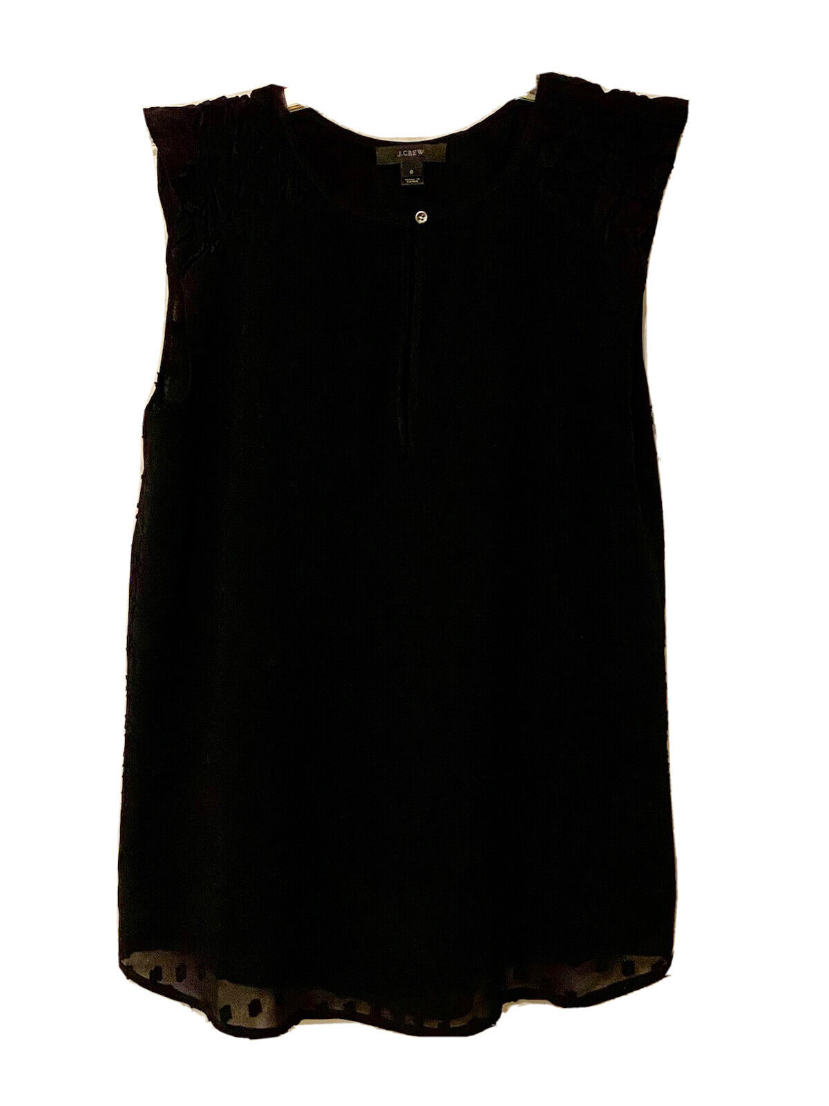 J Crew Woman Shirt 0 Top Black Solid Lace 100% Po… - image 1