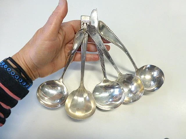 5 Art Deco Modernist MCM Coronation Silverplate Gravy Ladle Buffet Holiday Gift