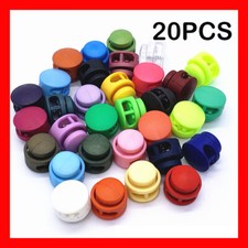 20x Plastic Double Hole Spring Cord Locks End Toggle Stoppers for Camping Hiking