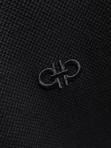 New Salvatore Ferragamo Men Cotton Polo Half Zip Logo Black - Picture 5 of 10