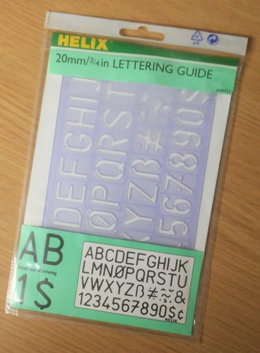 Helix® 3/4" (20mm) Schriftführungsschablone (Crystal Blue) Standardschrift - Neu - Bild 1 von 2