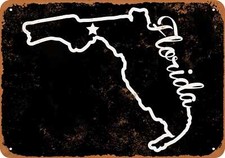 METAL SIGN - Florida State 3 BLACK -- Vintage Look