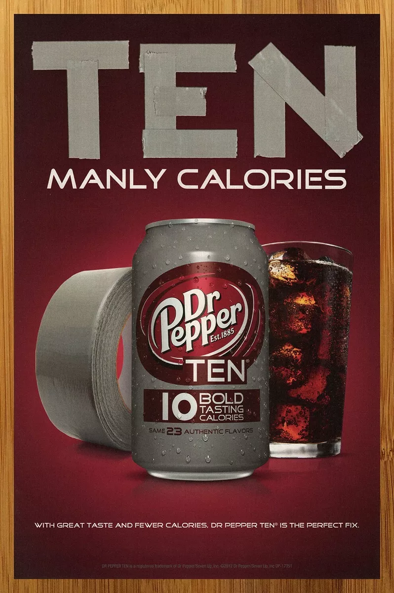 2012 Dr. Pepper Ten 10 Vintage Print Ad/Poster Food Snack Soda Drink Pop  Art 00s | eBay