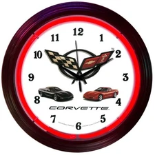 Chevrolet Corvette Flags C5 neon clock sign Dads Garage Mancave wall lamp light