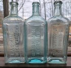 3 Antique Embossed Haskines Nervine Apothecary Bottles Binghamton Ny