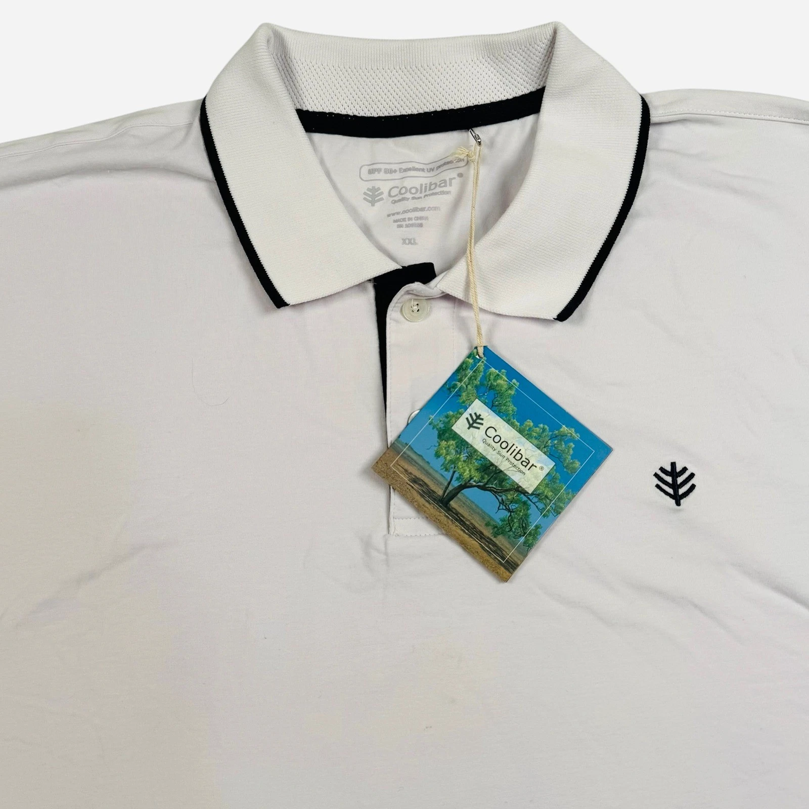 Coolibar Polo Shirt Mens XXL White UPF 50+ Sun Protection Gorpcore Outdoor New