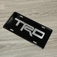Aluminum Toyota TRD Embossed Decor Plate Black with Silver Brushed Logo