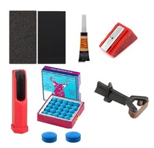 Snooker / Pool Cue Tip Repair Kit & Tip Clamp Elk Master Cue tips 8.5mm - 11mm