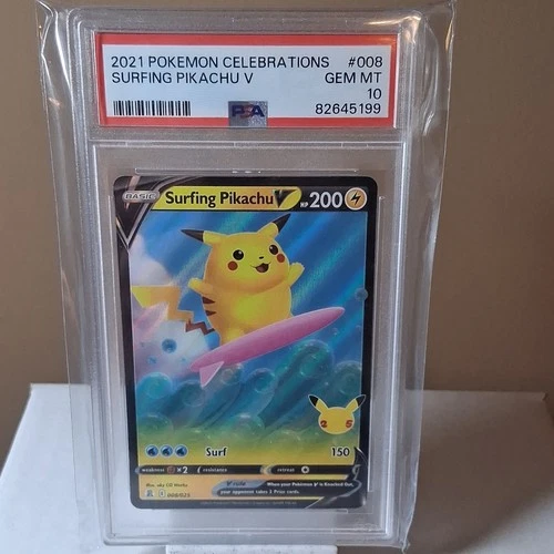 Pokemon TCG Celebrations Surfing Pikachu V 008/025 Holo PSA 10 (2021)