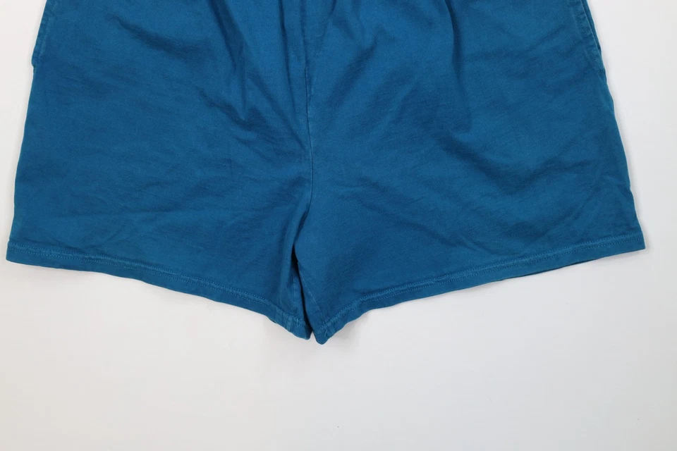 Pantalones Cortos De Colección Años 90 Streetwear Para Hombres Talla XL Algodón en Blanco Desteñido Sobre la Rodilla Azul Foto 4 de 4