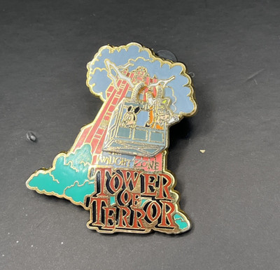 Vintage Walt Disney Twilight Zone Tower Of Terror Mickey & Goofy 3D Slider Pin