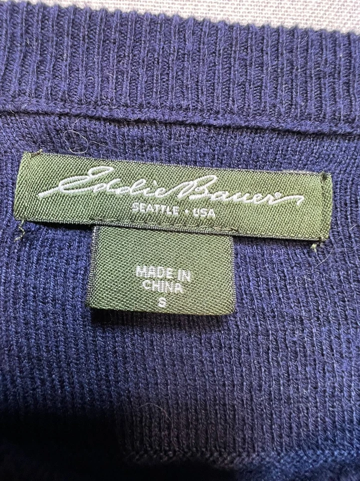 Cárdigan suéter de algodón Eddie Bauer para mujer manga larga talla S azul multi cachemira Foto 3 de 4