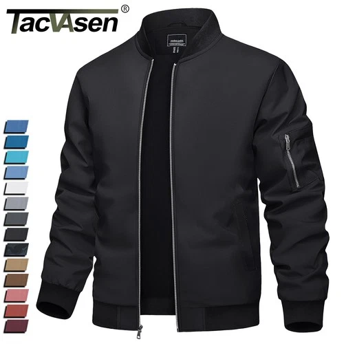 Men's Lightweight Bomber Jacket Spring Fall Thin Casual Coat Full-Zip Work Coats - product listing photo