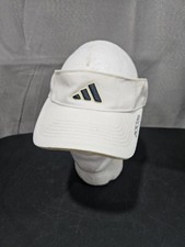 Adidas Visor Hat Cap Strapback White Blue Adjustable Raised Logo Adult Dry Fit