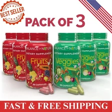 270 Fruits and 270 Veggies Whole Food Supplement with Superfood pack of 3 each