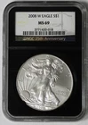 2008 W American Silver Eagle - NGC MS69 -25th Anniversary - Black Core !!